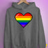 LGBTQ Pride8-Bit Pixel Heart Hoodie - Grey Heather